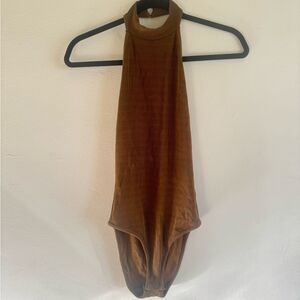 Zara mock neck bodysuit size small chestnut brown